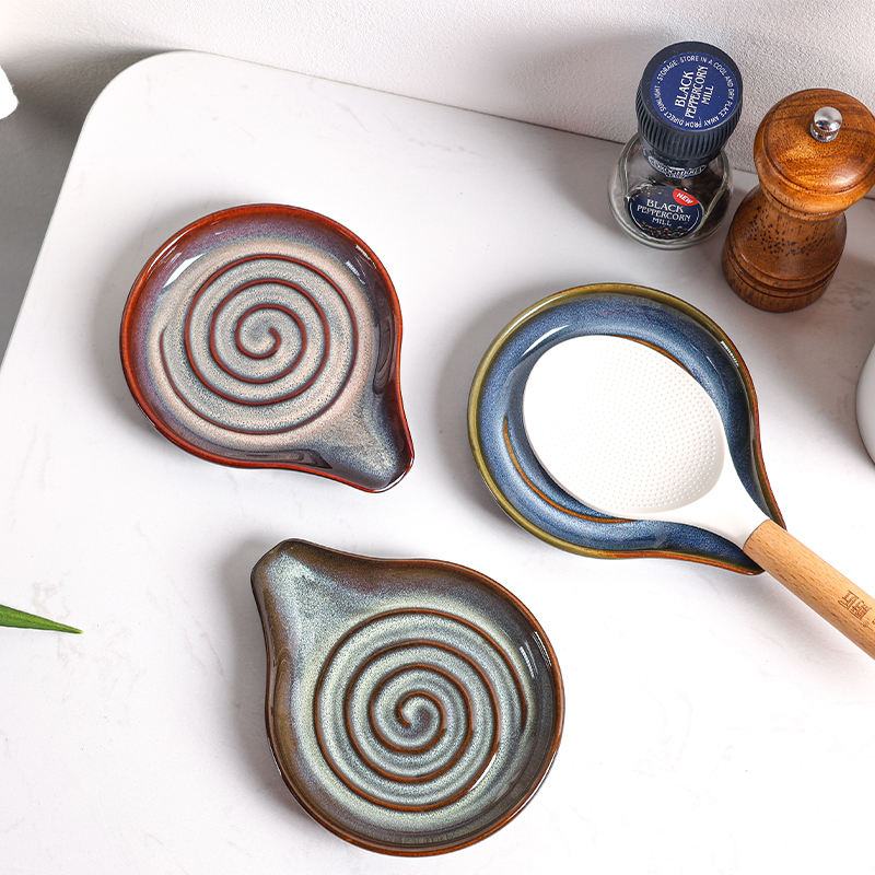 Ceramics Modern Glazed Chopstick and Spoon Rest Holder Factory-Fired Utensil Holder for Kitchen Use