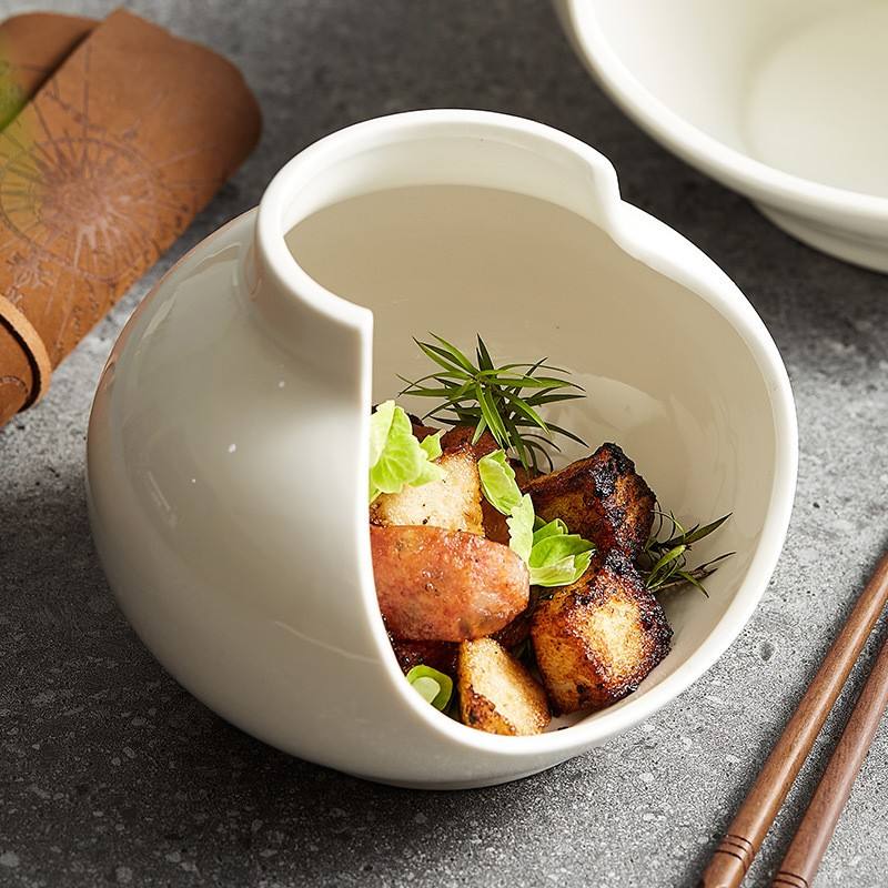 Vase Shaped Ceramic Show Plate Restaurant Hotel Dinnerware Sets Cold Dishes Soup Fruit Salad Sweet Dessert Serving Trays