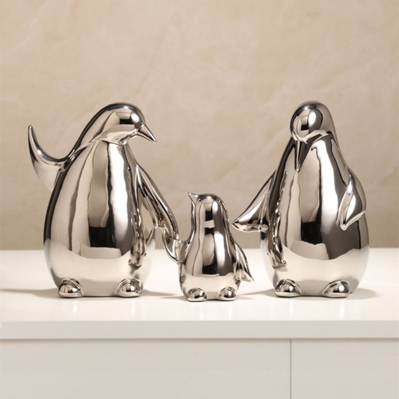 Ceramisch Sieraad Gouden Pinguïn Woonkamercadeau Accessoire Tafeldecoratie Creatieve Pinguïnfamilie Luxe Decoratieproducten voor Cadeau