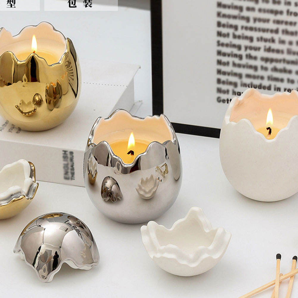 Egg Shaped Candle Ceramic Containers Candle Containers Empty Cup Decorative Jar Ideal Gifts Ceramic Holders for Easter