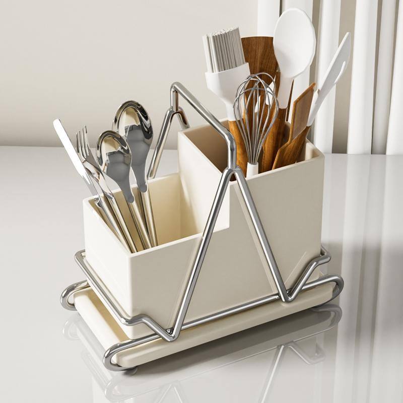 Factory Price Home Kitchen White Chopsticks Knife Fork Spoon Ceramic Storage Holder Kitchen Utensil Cutlery Holder