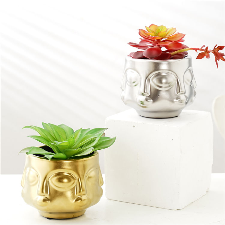 Garden Decoration Buddha Head Shape Succulent Plant Pots Creative Design Home Balcony Ceramic Planter Flower Pots