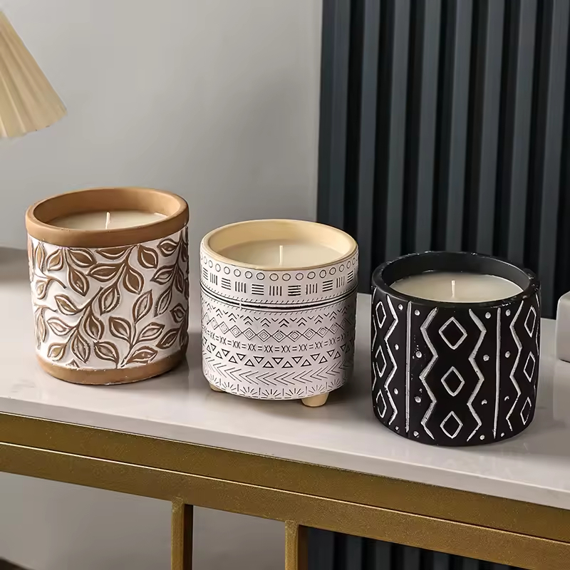 Modern Colorful Cement Candle Jar Set Nordic Decoration Home for Living Room Decoration Concrete Candle Holder