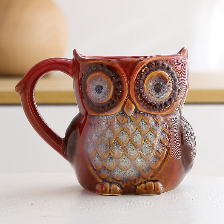 3D Animal Cute Owl Mugs 300ml Cartoon Coffee Mug Ceramic Milk Tea Cups Breakfast Morning Coffee Mug