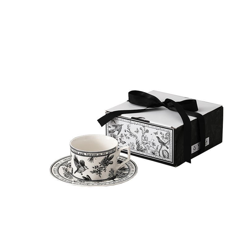 Classic Ceramic Pinellia Flower Ins Mug Minimalist Coffee Cup Saucer Set for Business Gifts Custom Carton Box Mugs Cute Ceramic
