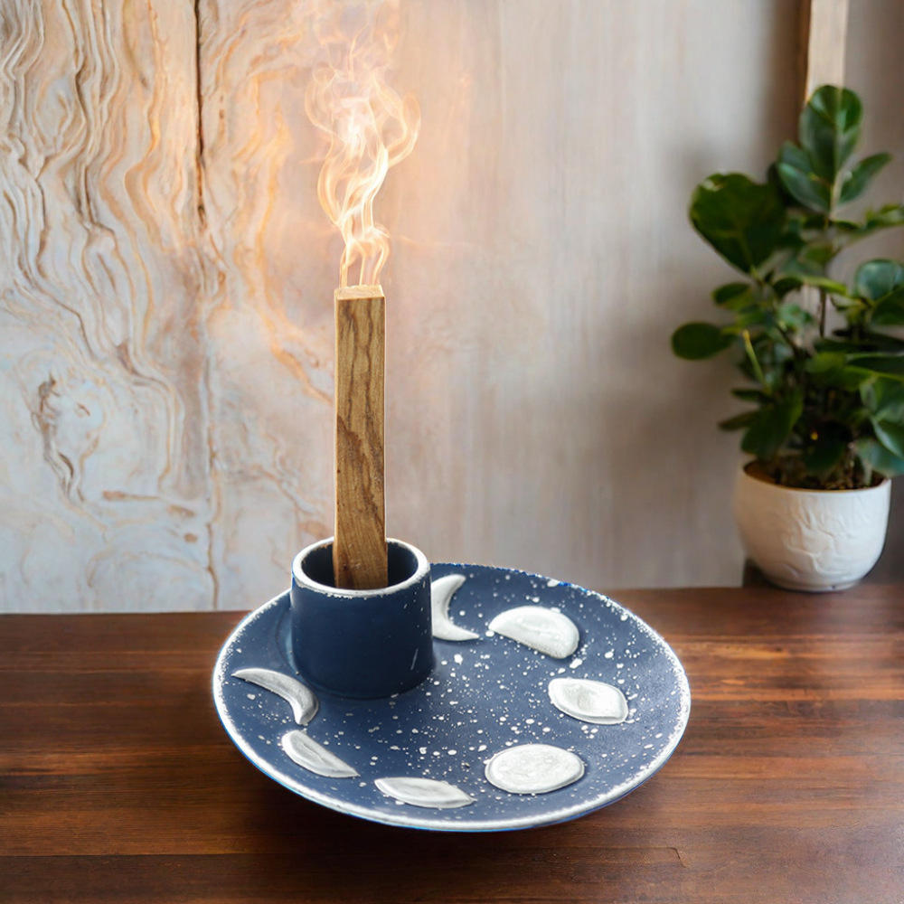 Sacred Palo Santo Incense Stick Burner, Sage Burning Bowl, Palo Santo Holder White Sage Smudge Bowl for Meditation Yoga Room