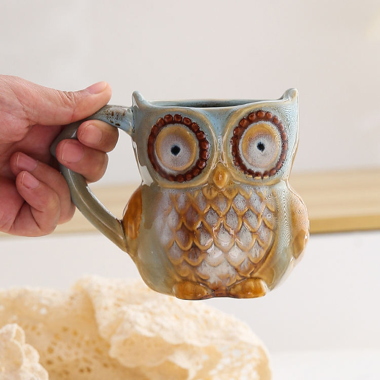 3D Animal Cute Owl Mugs 300ml Cartoon Coffee Mug Ceramic Milk Tea Cups Breakfast Morning Coffee Mug