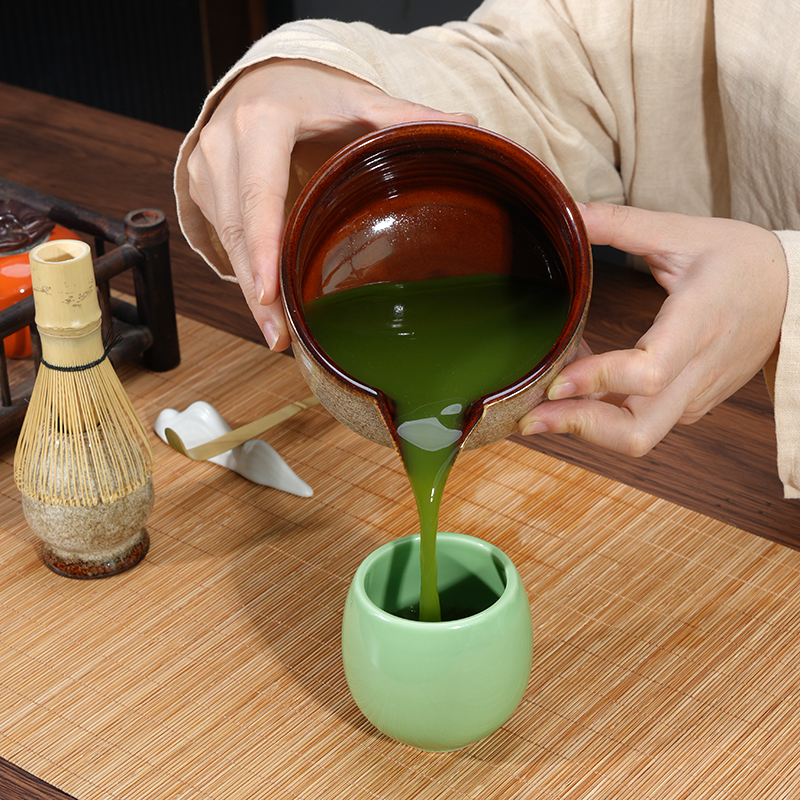 Kiln Change Matcha Bowl Ceramic Matcha Tea Bowl Song Dynasty Tea Ordering Tools Tea Brush Stand Stirrer Japanese Bamboo Matcha Brush Set