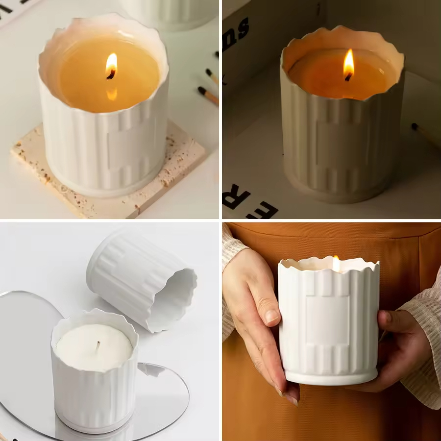 Luxury INS Pure White Ceramic Jar Powder Fired Ceramic Candle Jar Aromatherapy Jar