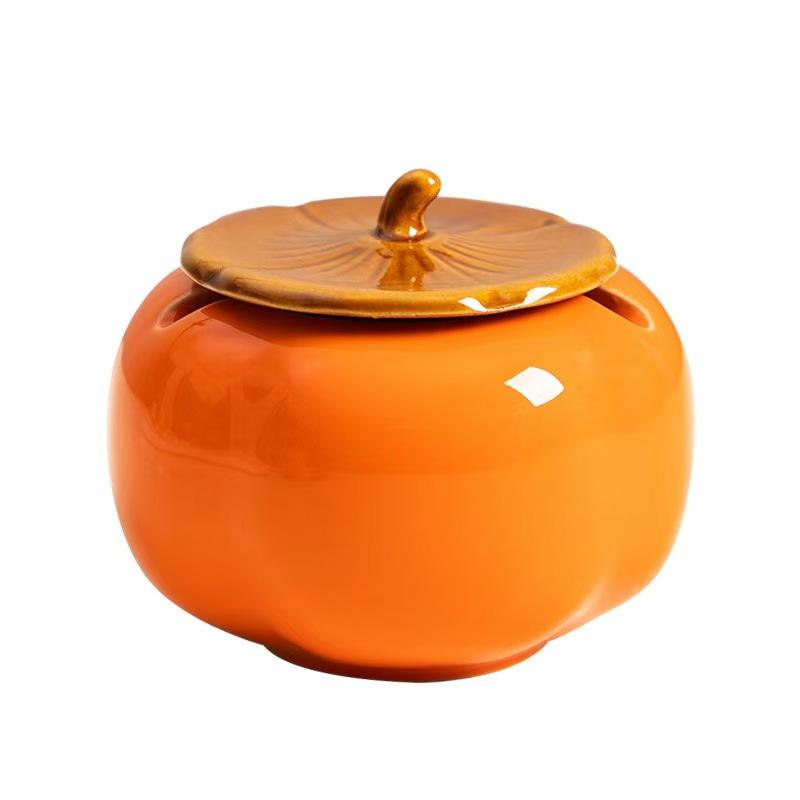 Custom logo Persimmon Design Fruit Shape Custom Orange Ashtray Ceramic Ashtray Cigars Big Ashtray