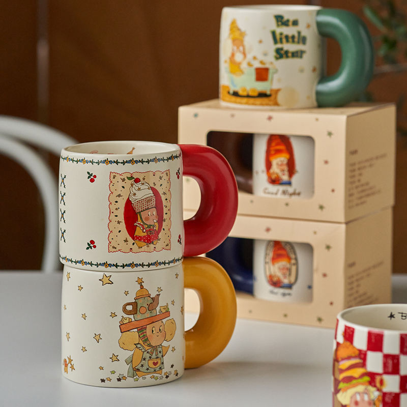 Cream Color Ceramic Drinking Water Milk Daily Home Use Ceramic Coffee Tea Cup Mug Set