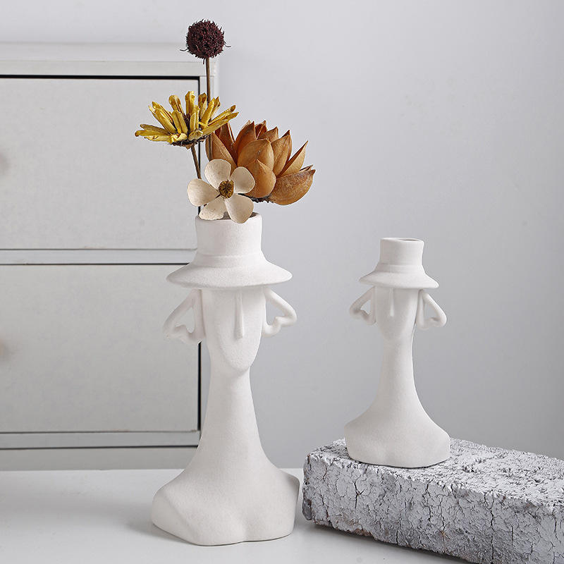 Cross Border Creative Ceramic Vases, Nordic Body Shaped Floral Arrangements, Desktop High-end Home Decor Items OEM