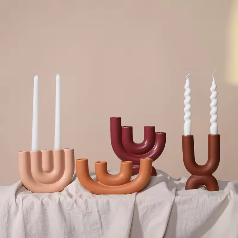 Nordic Modern Simple Ins Ceramic Candlestick Home Decoration for Living Room Wholesale Candleholders Lanterns Candle Jars