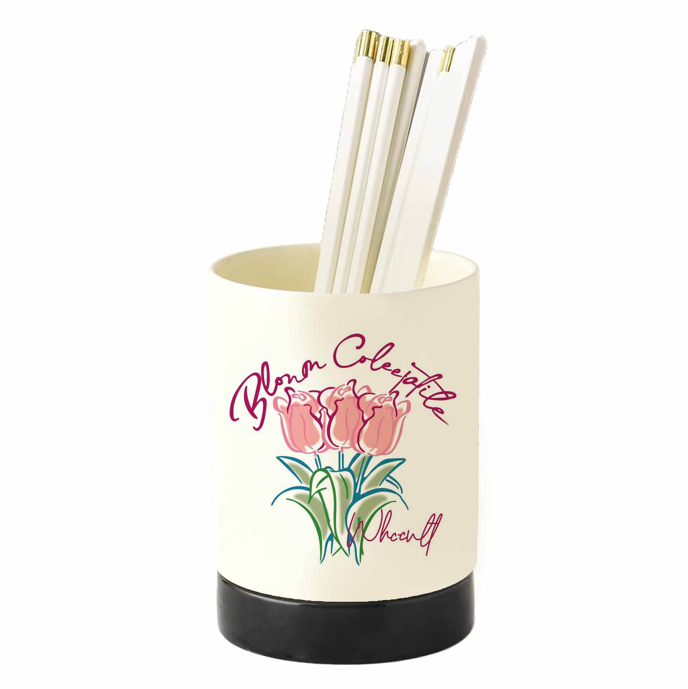 Ceramic Chopsticks Holder Blank Custom Utensil Holder for Kitchen Counter Utensil Crock Countertop Organizer