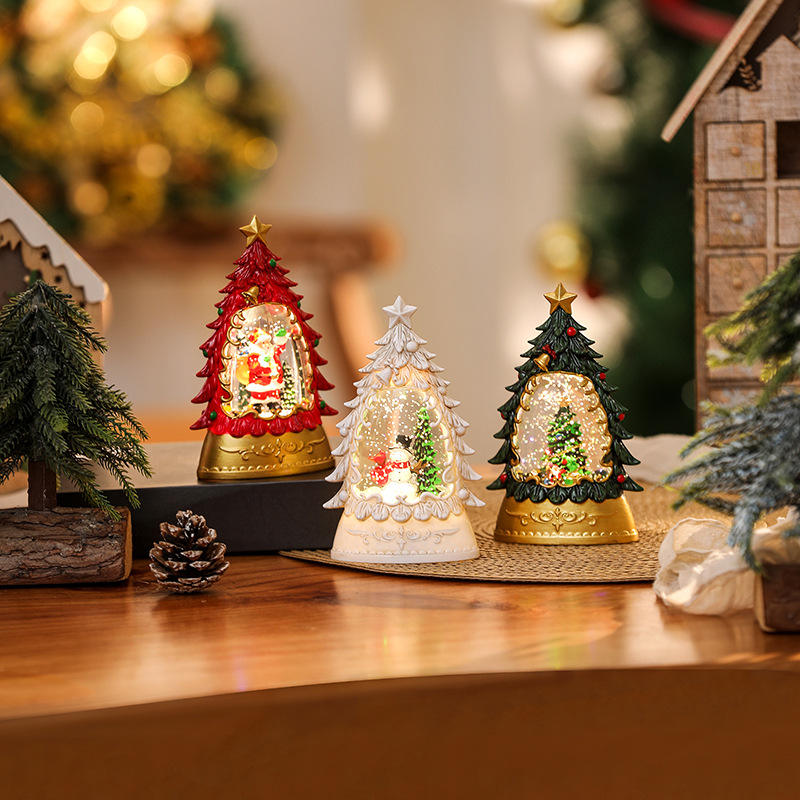 Nuwe Aankoms Kerstversiering Geverfde Kerstboom Luminiese Windlantarens Kinders Klein Geskenk Sinterklaasversiering Naglig Harpuis