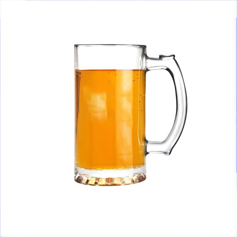 Pasgemaakte Logo 500ml Deursigtige Bierglasbekers Bierbekers Met Handvatsel vir Kroeg