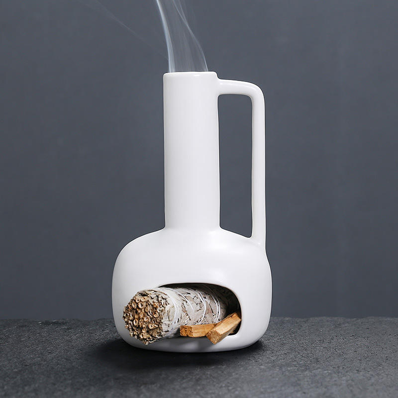 Palo Santo Incense Burner Ceramic Holder Tray Handle Burning Sage Sacred Wood Aromatic Candy Scent Musk Material Diffuser