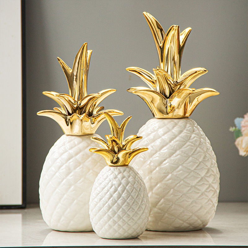 The New Home Decor Modern Light Luxury Ceramic Decor for Home Interior Simple White Pineapple Decoration for Home