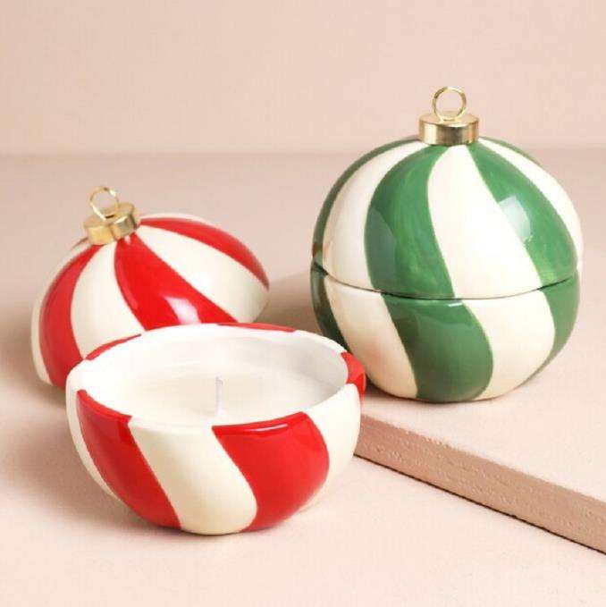 Christmas Ornament Ceramic Candle Vessels Container Pot Bowl Cup Canister Candle Jars for Home Decoration