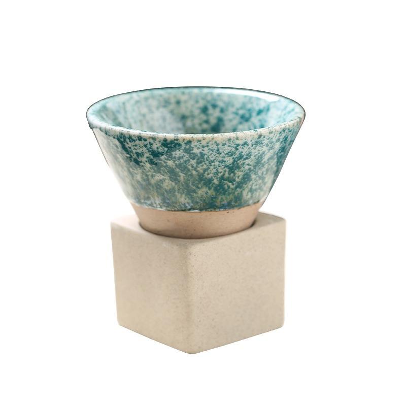 Ready to Ship Unique Stoneware Tea Cup Funnel Shaped 100 ml Ceramic Espresso Coffee Cup