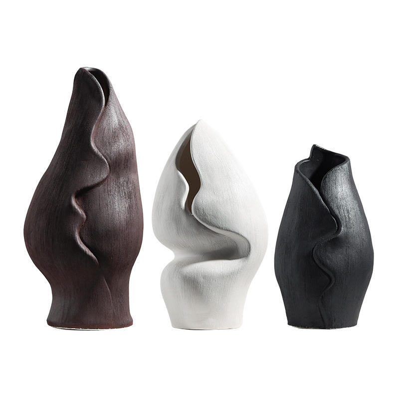 Creative Wabi-Sabi Handmade Brushed Retro Decorative Vases Simple Tabletop Vases Ceramic Vases