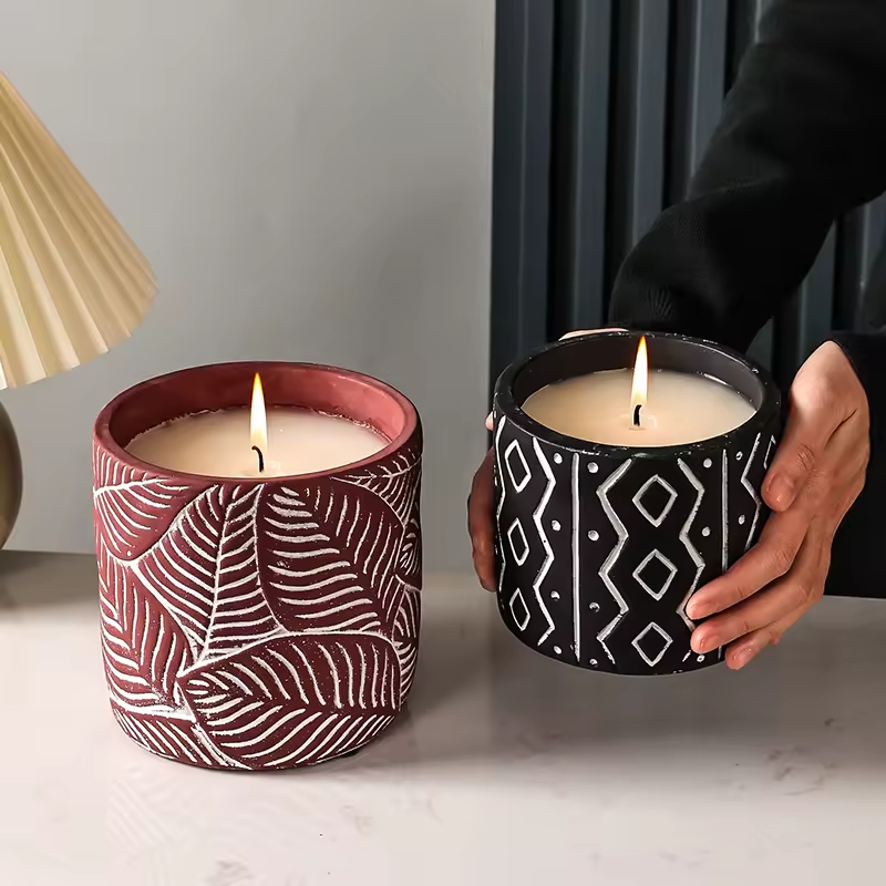 Modern Colorful Cement Candle Jar Set Nordic Decoration Home for Living Room Decoration Concrete Candle Holder