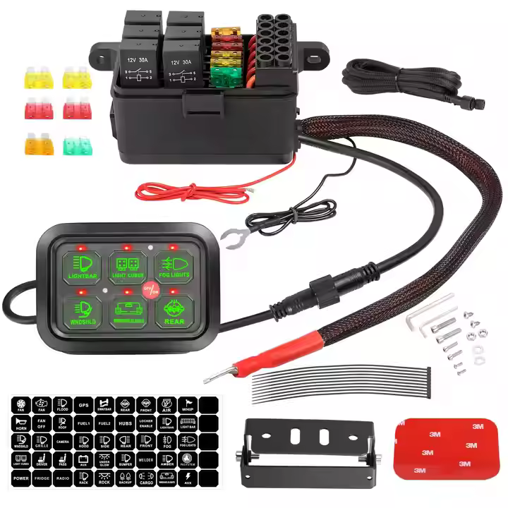 6 Gang Prepinacová Panely Auto Power Plus Automaticky Dimovateľná Podpánka Prepinace Ovládací Box Reliévnego Systému