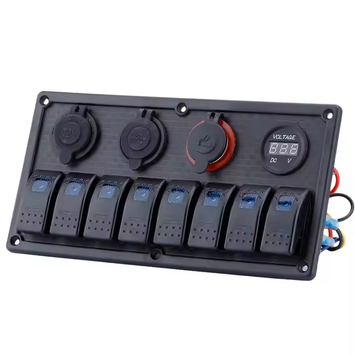 12V24V Onoff Led Auto Svietidlo Prepnúvateľ 8 Námorný Panel 8 Gang Rocker Prepnúvateľský Panel Prepnúvateľ 8 Portov pre Auto