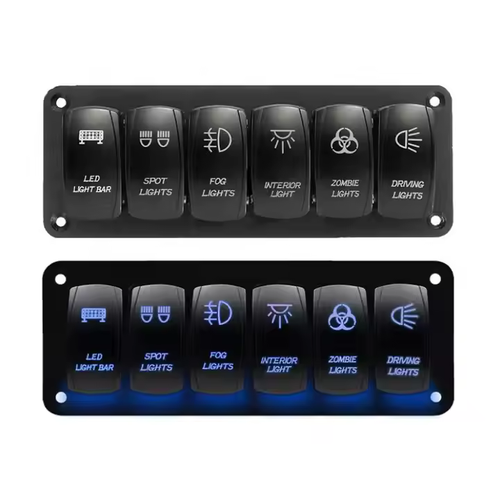 Classical 6 Gang Silverado Switch Panel NBS Boat Electrical Panel Toggle Switch 12V Control Panel For Car