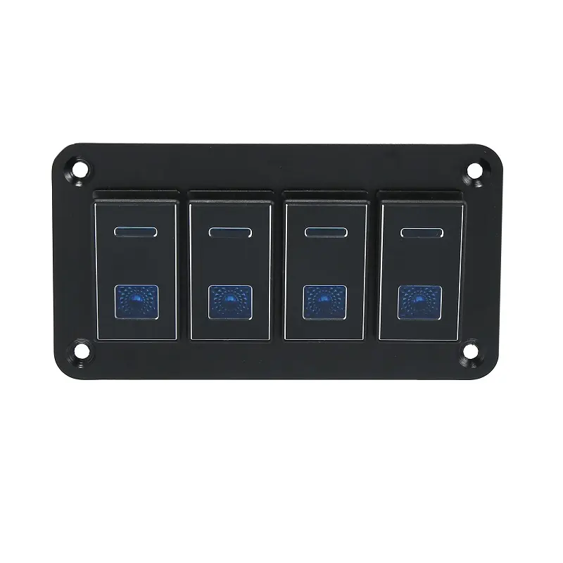 5-Pin LED Toggle Rocker Switch Panel for 12V/24V Cars, Marine, Boats - 4 Gang Configuration