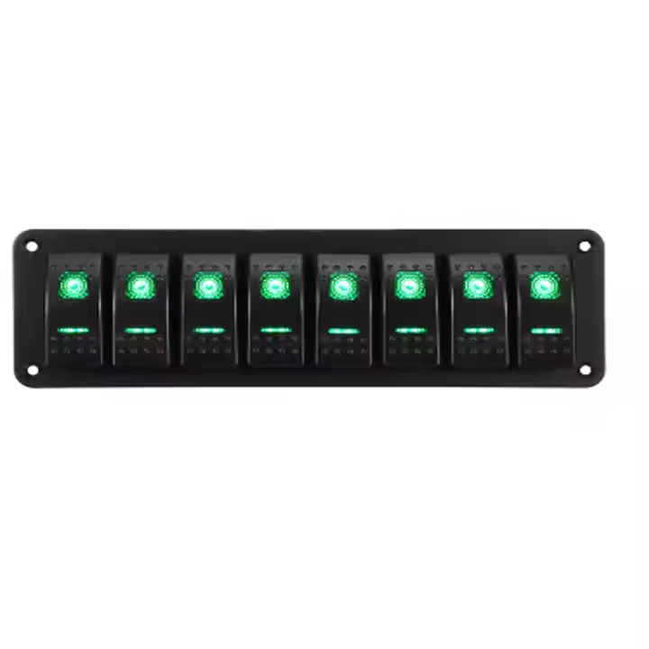 Vodootporný 8 Gang 12V Rocker Prepnúvateľský Panel 12 Volt Námorný Člun Prepnúvateľský Panel