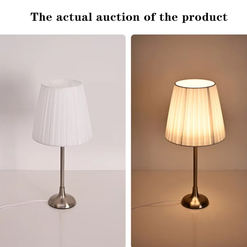 pleated lampshade usb bedside lamp-1