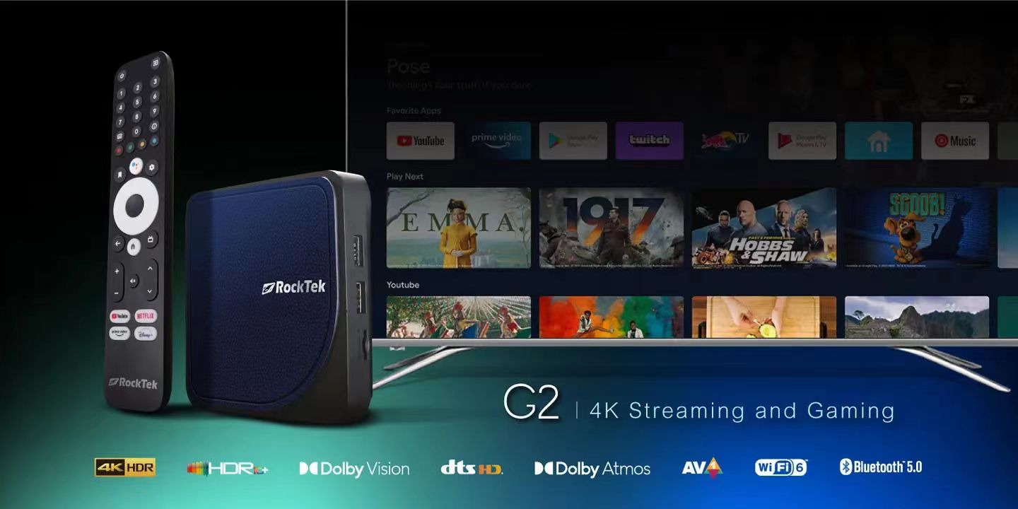 RockTek G2 4K Android TV 11 Amlogic S905X4-K WiFi6 BT 5.0 4GB DDR4 32GB eMMC Streaming Box Google Certified TV Box factory