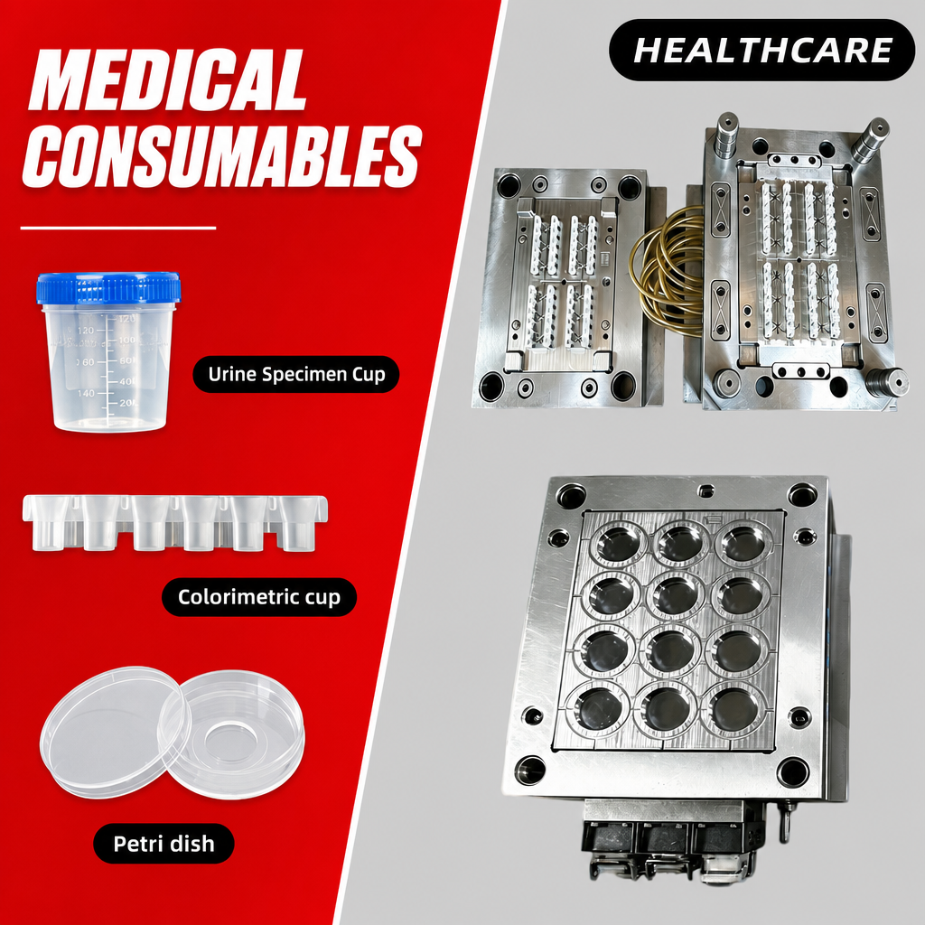 Khuôn ép phun đĩa Petri cấp y tế độ chính xác cao tùy chỉnh, nhiều khoang dành cho sản xuất vật tư tiêu hao phòng thí nghiệm