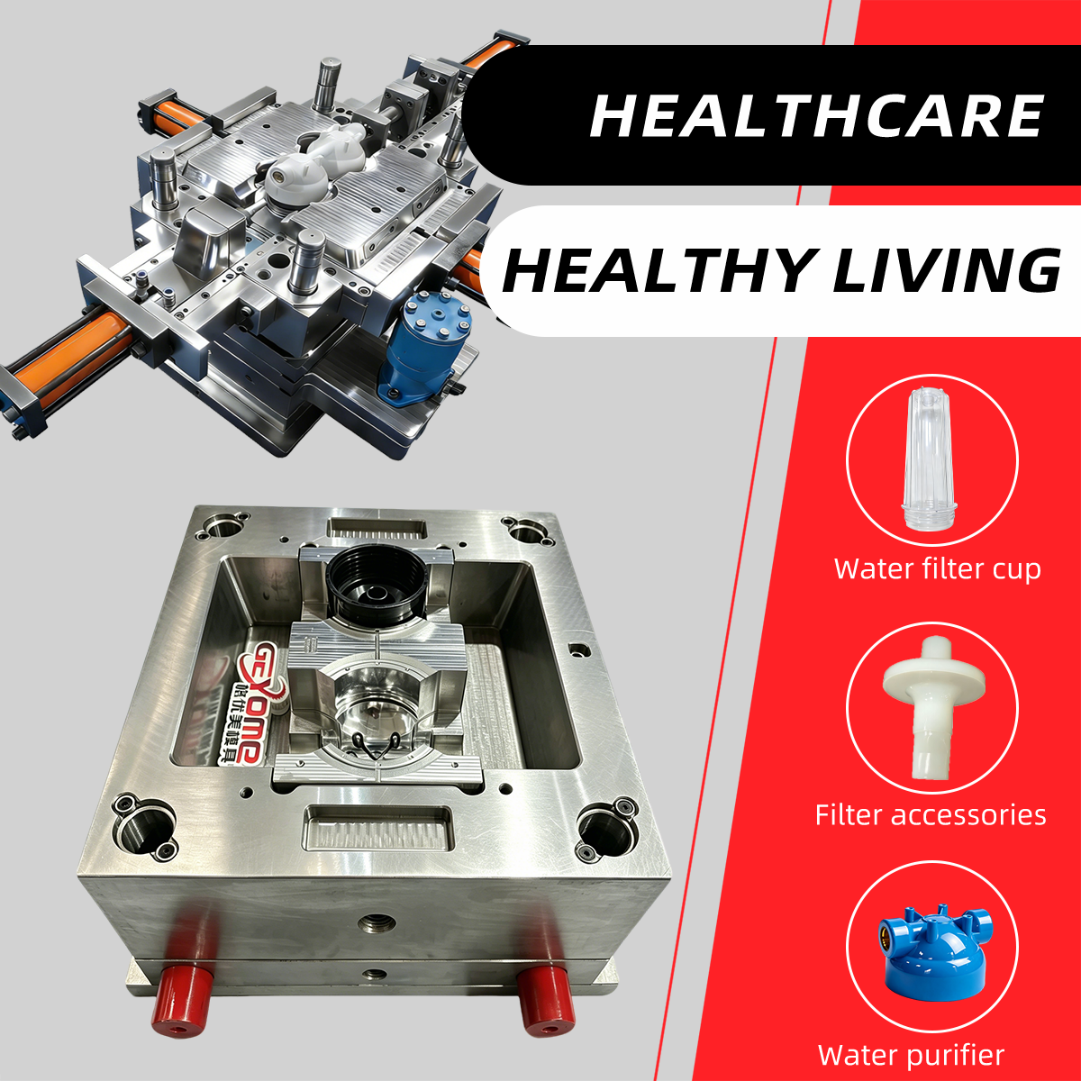 Custom Mirror Polished Disposable Medical Water Purifier Injection Mold for Clinical Pure Water Equipment Manufacturing