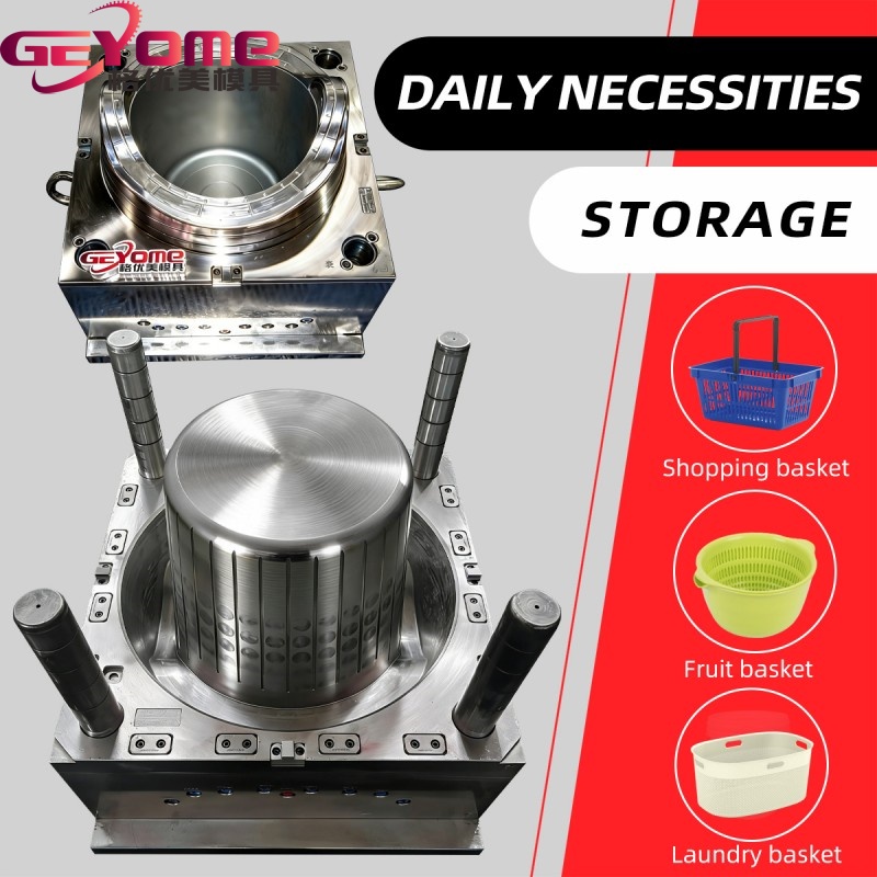 Plastic Basket Mold Plastic Injection Mould Steel Cold Runner Household Fruit Vegetables Container Supermarket Food Basket