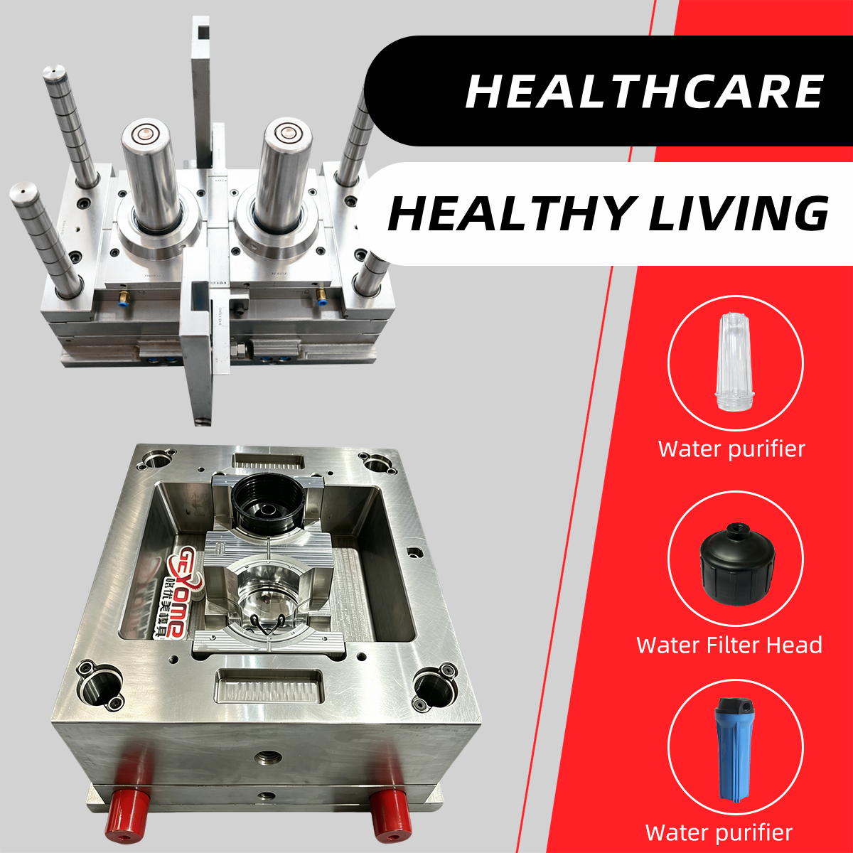 High Precision Hot Runner S136 Steel Medical Purifier Filter Mold for Hospital Lab Water Treatment Factory