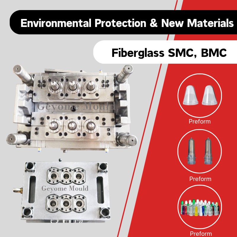 Molde para preformas plásticas, molde de inyección de boca ancha para productos domésticos, materiales PP/PMMA y canal caliente