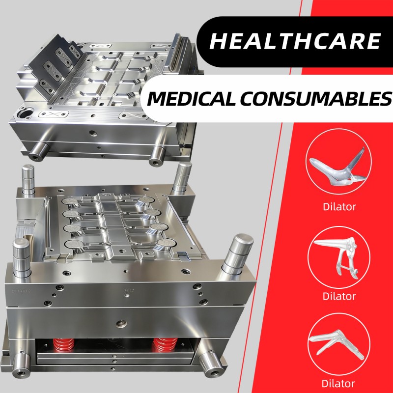 Injection Mould Vaginal Speculum Featuring Hot/Cold Runners Polished High Precision CNC Machined P20 Mould Base Diverse Mould