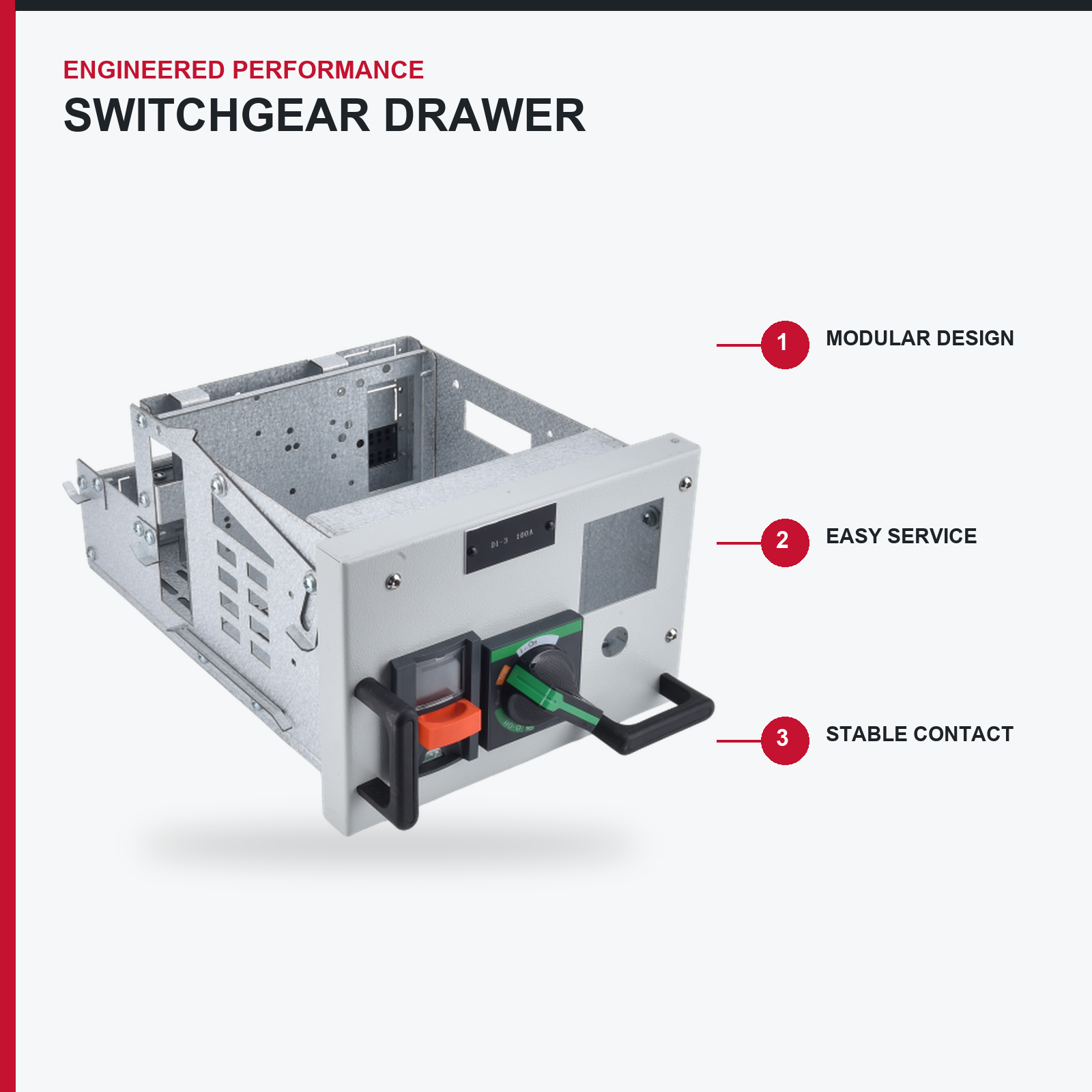 4M‑Half Blokset Drawer Module - Half Width, 400 mm High, up to 160A