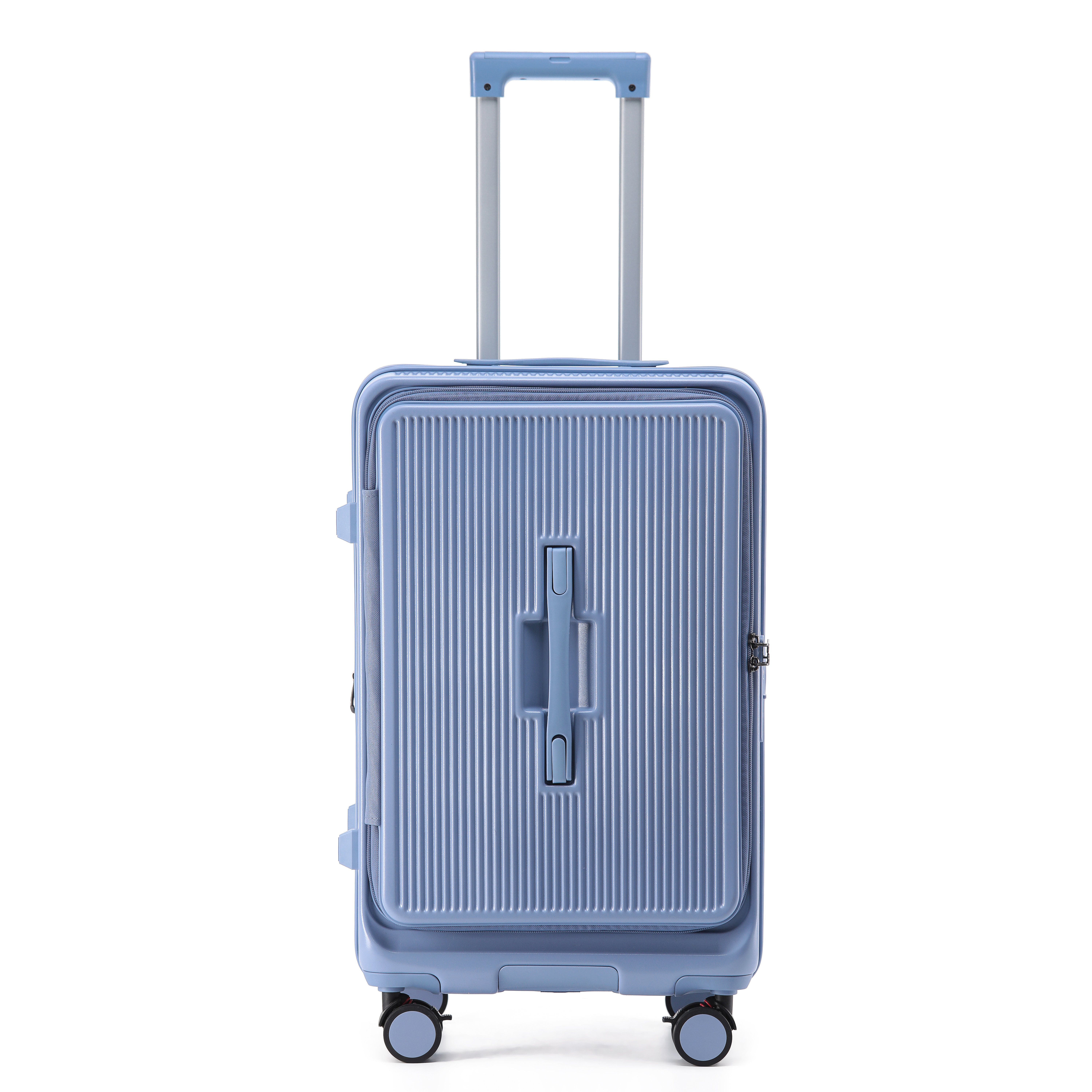 PC-Aluminum Framed Hardside Checked Luggage – Walktrip White with Double Layer Zipper and Cup Holder
