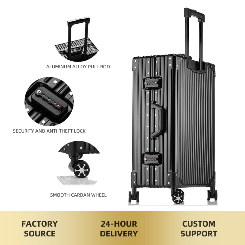 Aluminum Frame Large Capacity Trolley Luggage | High Quality with Rotating Wheels & Advanced Password Buckle