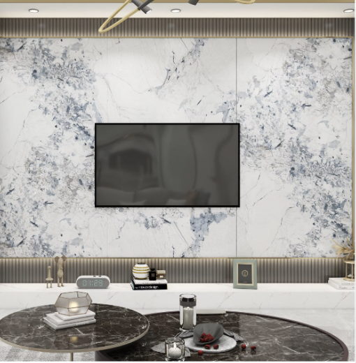 Marble Look Popular House Renovation Wall Sheet High Glossy Effect Texture PET Film WPC Wallboard Solid Panels