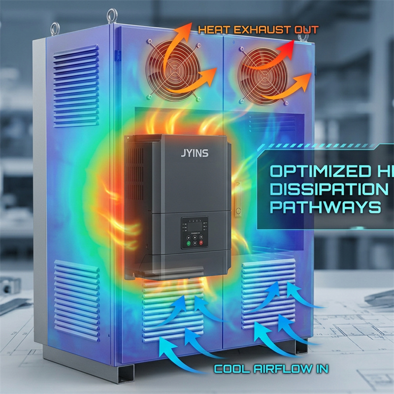 Managing 'Thermal Derating' in high-power inverters: Analyzing the effect of airflow obstruction in cabinets.