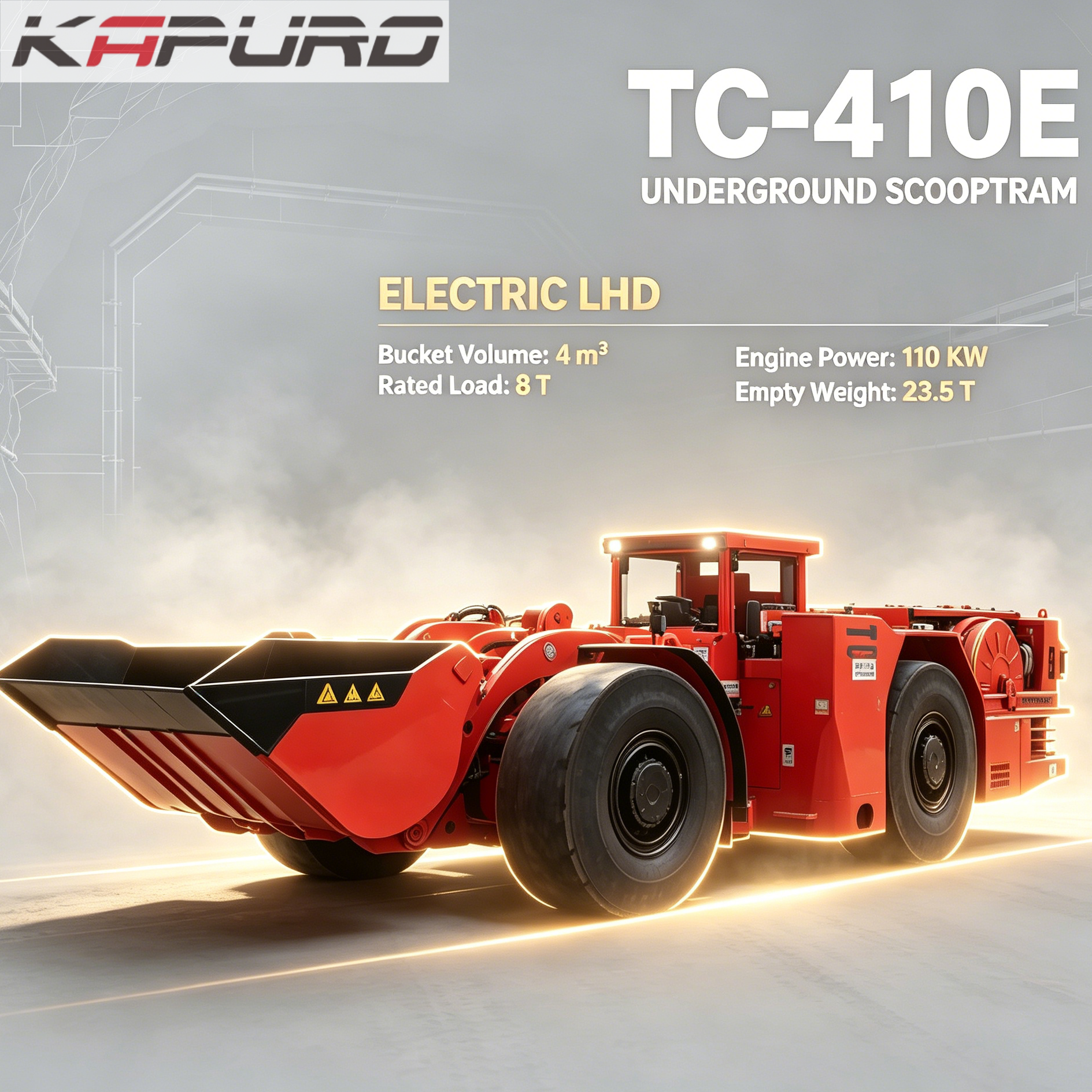 TC-410E Chargeuse Souterraine LHD Pala Scooptram WJ-4 8 Ton 4m³ Electric Underground Mining Loader