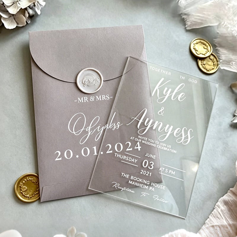 5*7 inch Acrylic Transparent Marriage Wedding Invites Card with Envelope