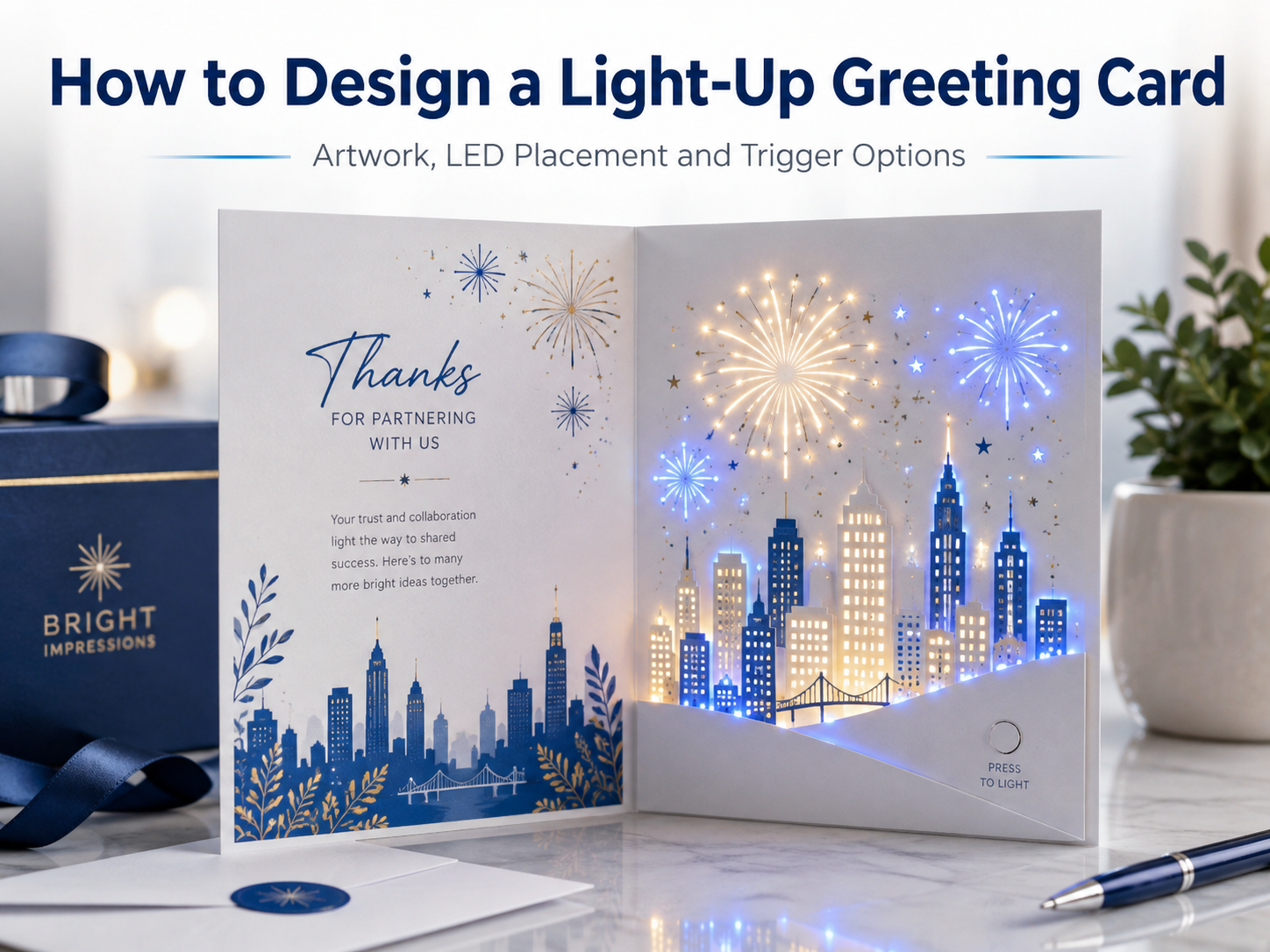 Cómo diseñar una tarjeta de felicitación iluminada: arte, colocación de LED y opciones de activación
