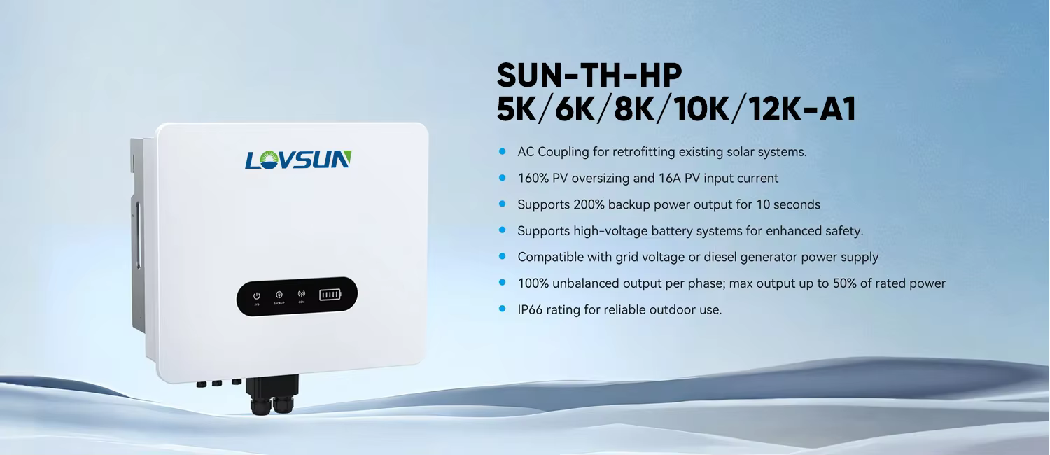 Lovsun IP65 Solar Inverter High Voltage 5kw 6kw 8kw 10kw 12kw Hybrid Solar Inverter for Home Energy Storage System manufacture