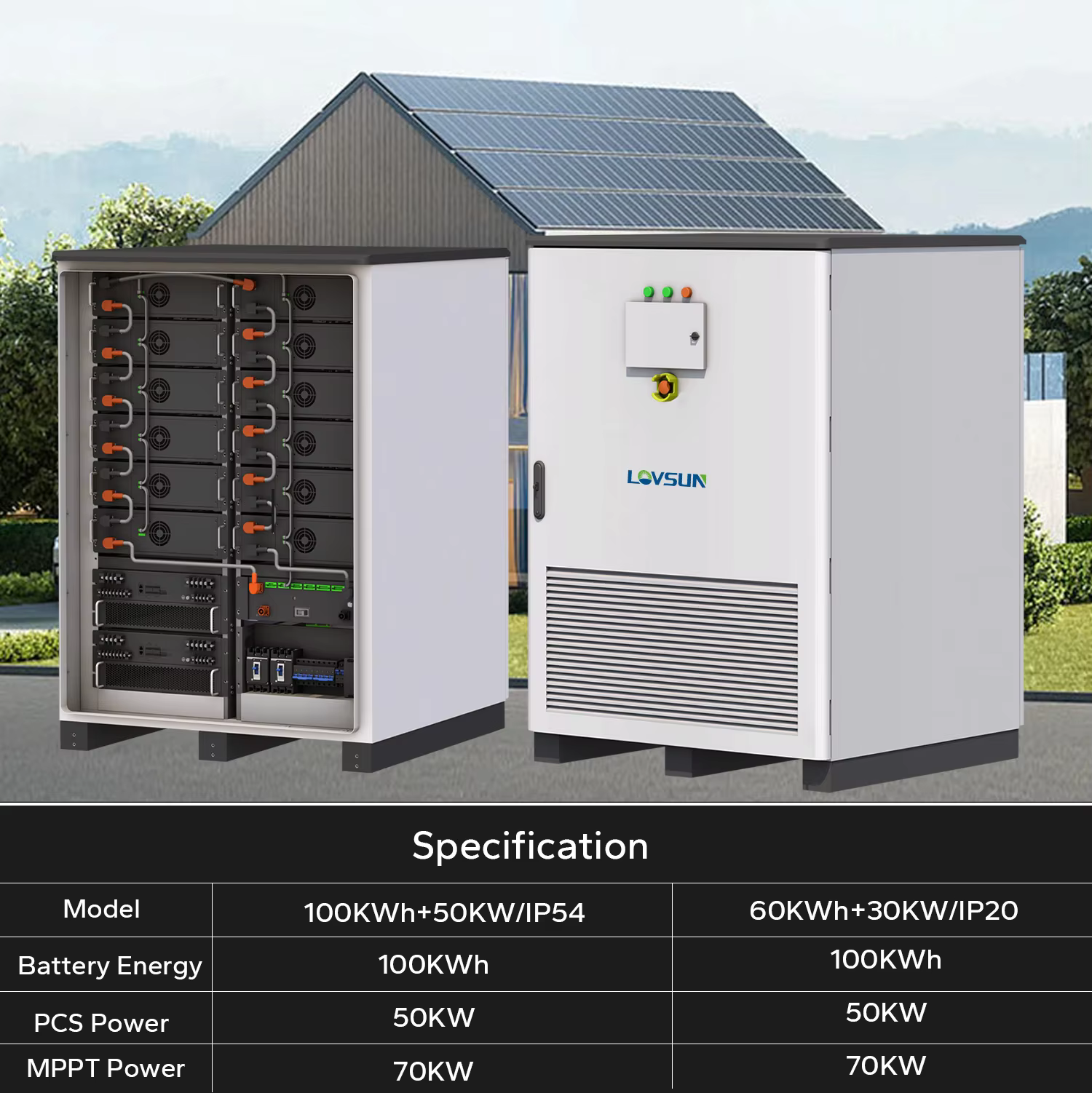 Lovsun 50KWH 100KWH 100KW All-in-one Outdoor ESS Cabinet for Commercial Solar System supplier
