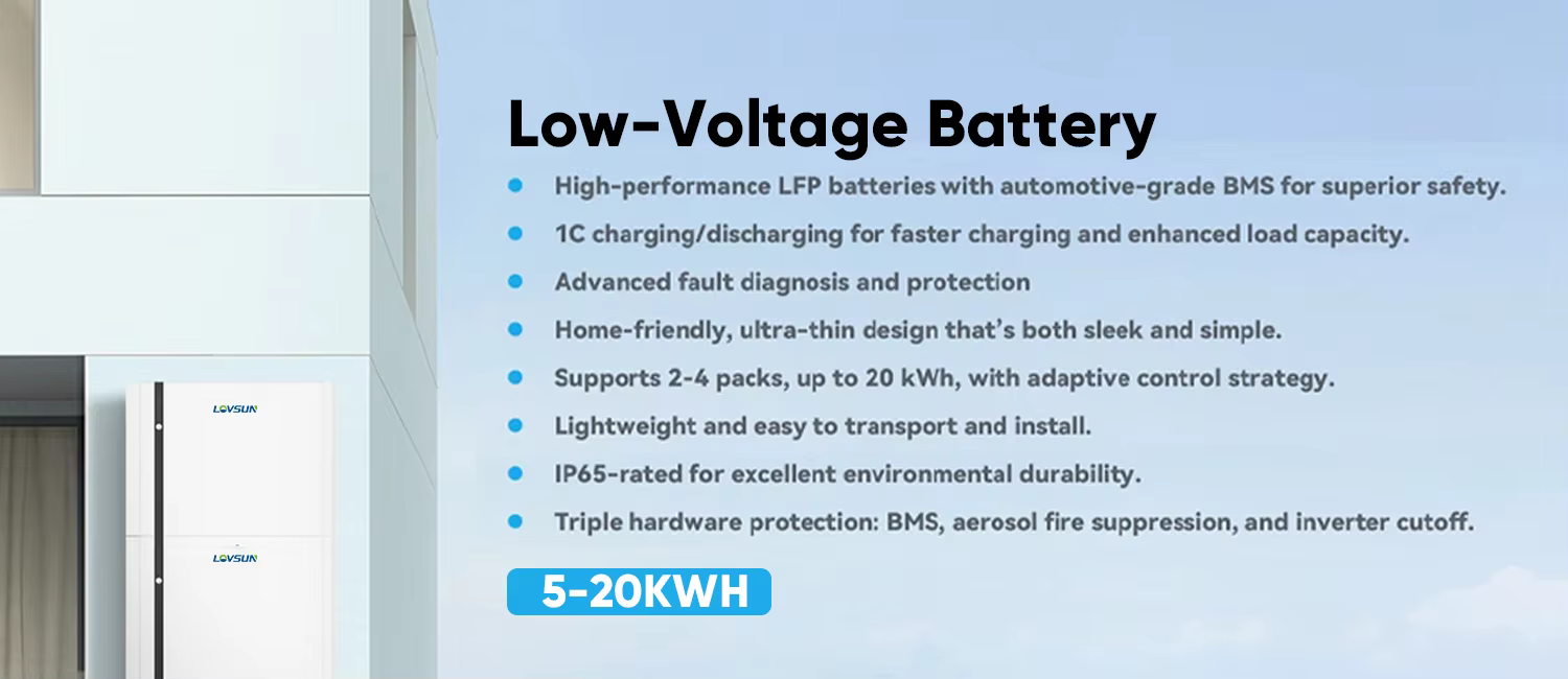 Lovsun Low Voltage Solar Energy Storage Battery 5kwh 10kwh 15kwh 20kwh LiFePO4 Stackable Lithim Battery for Home Solar System supplier